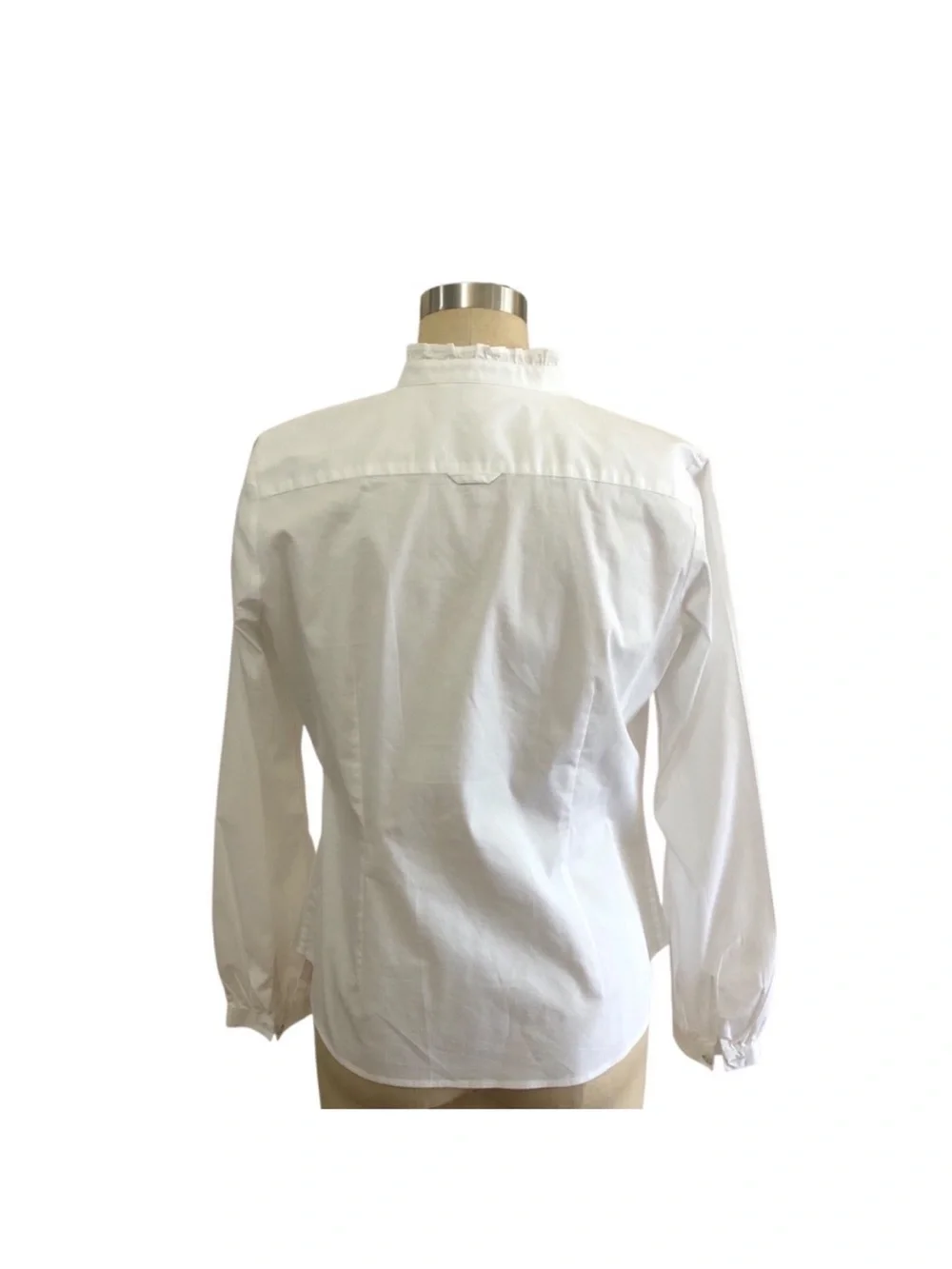 NEW Brooks Brothers Elegant White Ruffled trim collar Cotton/ Stretch Top 8